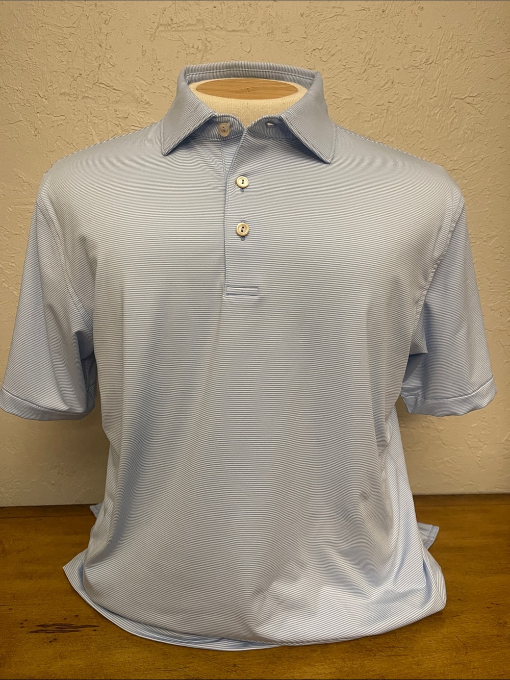 Peter Millar Light Blue Striped Performance Summer Comfort Polo